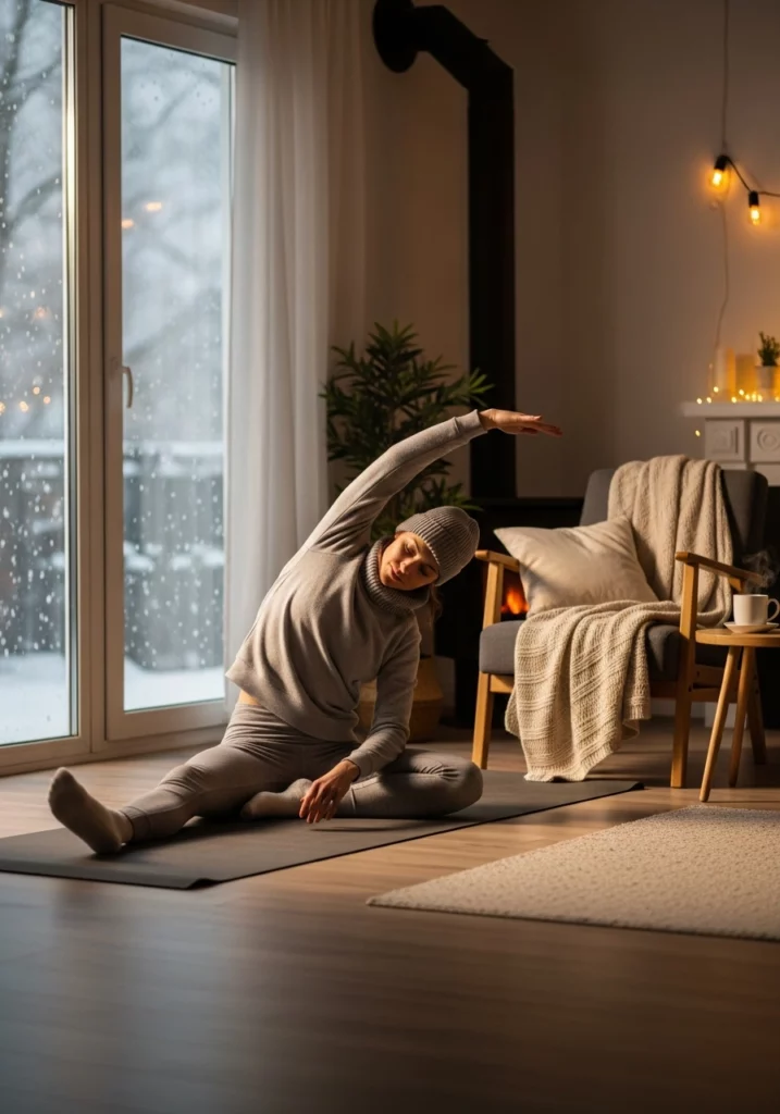 М’яка розтяжка в затишній домашній обстановці як спосіб відновлення сил узимку
