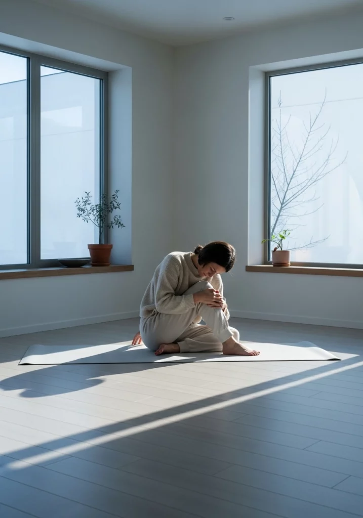 Жінка сидить біля вікна вранці, використовуючи природне світло для підтримки циркадних ритмів