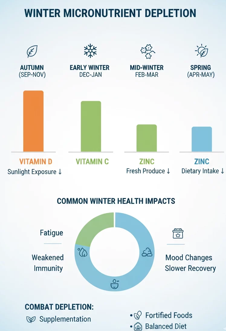Дефицит витаминов в конце зимы: Витамин D, витамин C и цинк