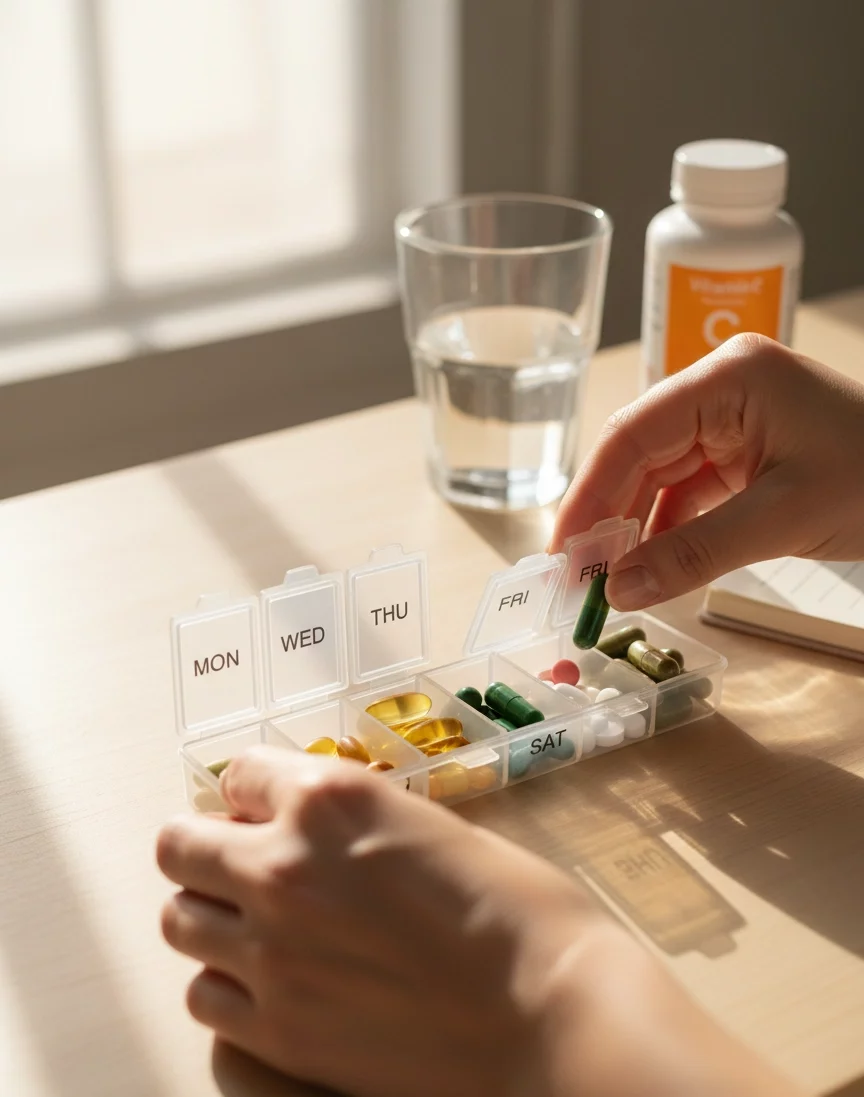 Витамины в органайзере — дефицит витаминов в конце зимы