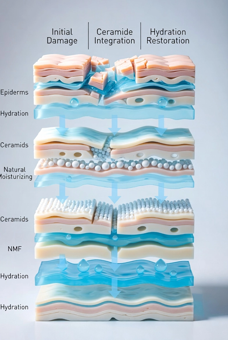 Схема відновлення шкіри після зими: зволоження, відновлення ліпідів та мінімізація подразнюючих факторів при сухості шкіри