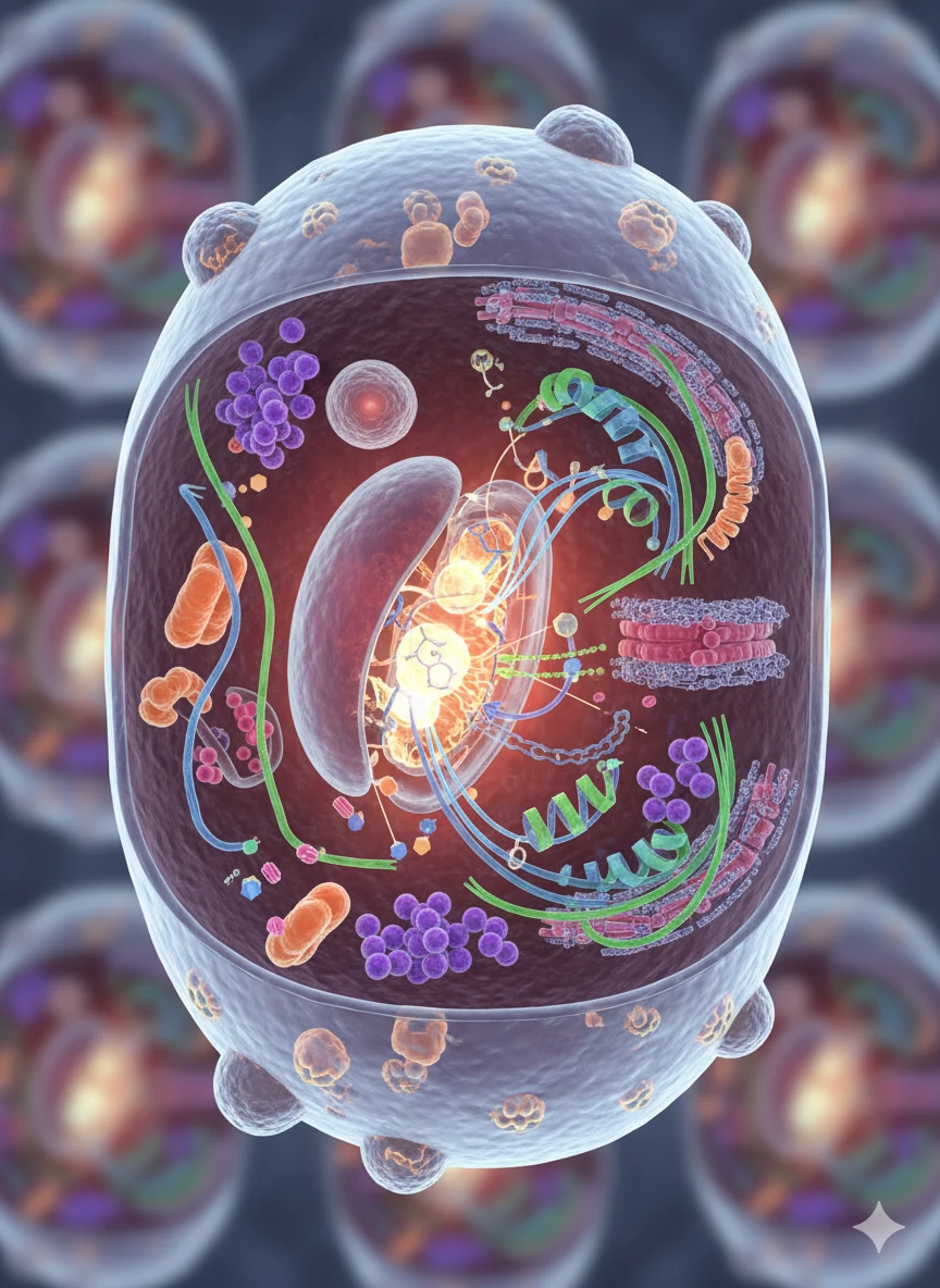 3D-модель клітини людини у матеріалі про весняний детокс і фізіологію організму