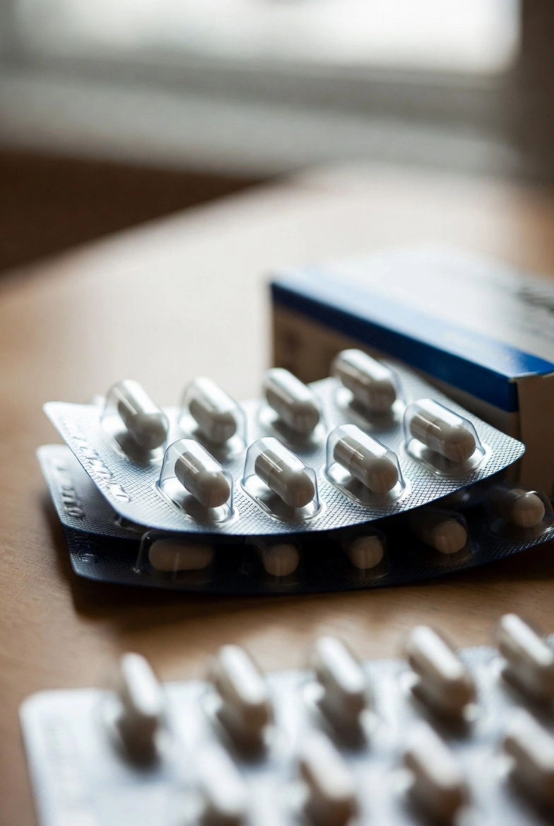 tablets in a blister in a home medicine cabinet