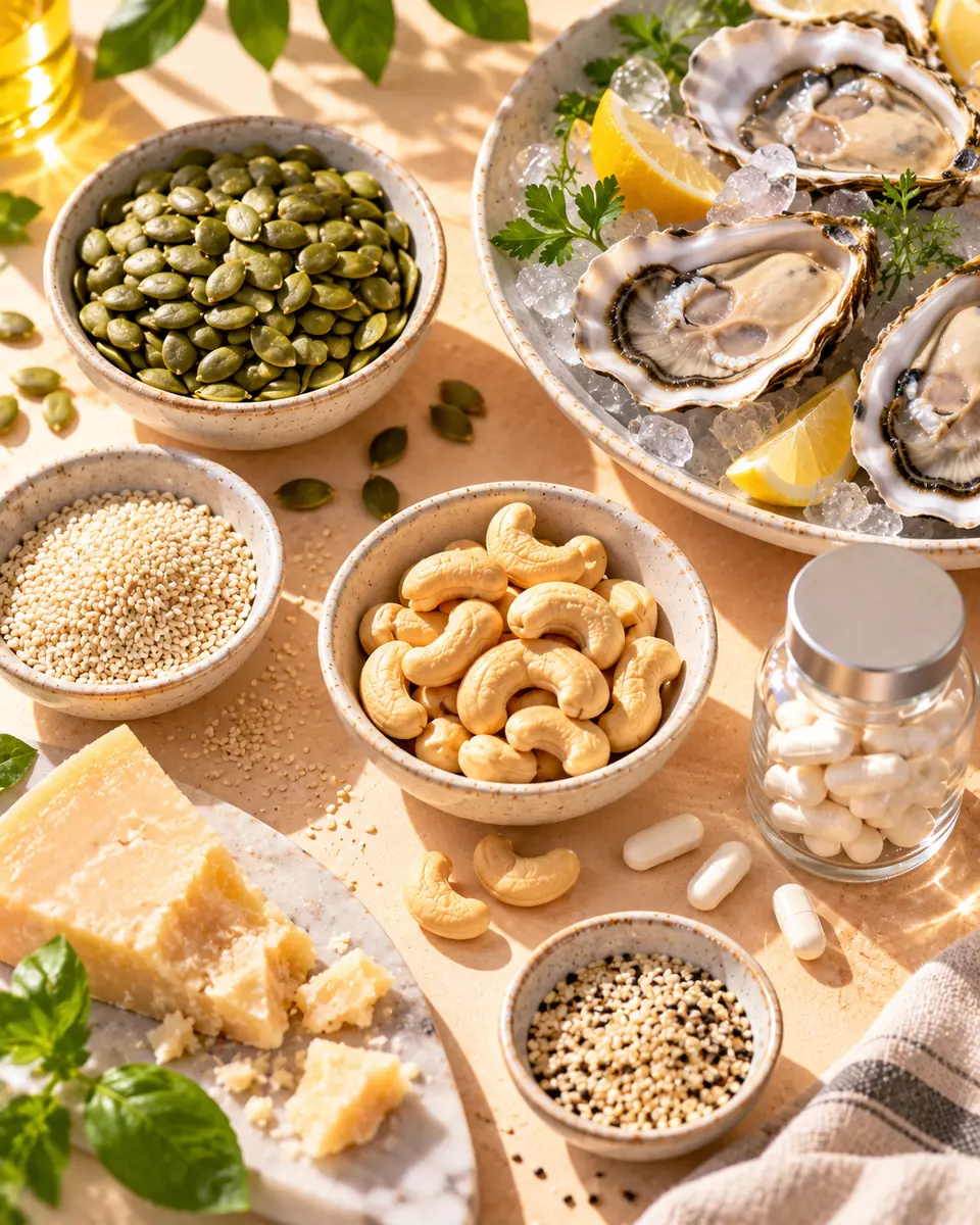 Устриці, гарбузове насіння, кешью, кунжут і твердий сир: продукти, багаті на цинк